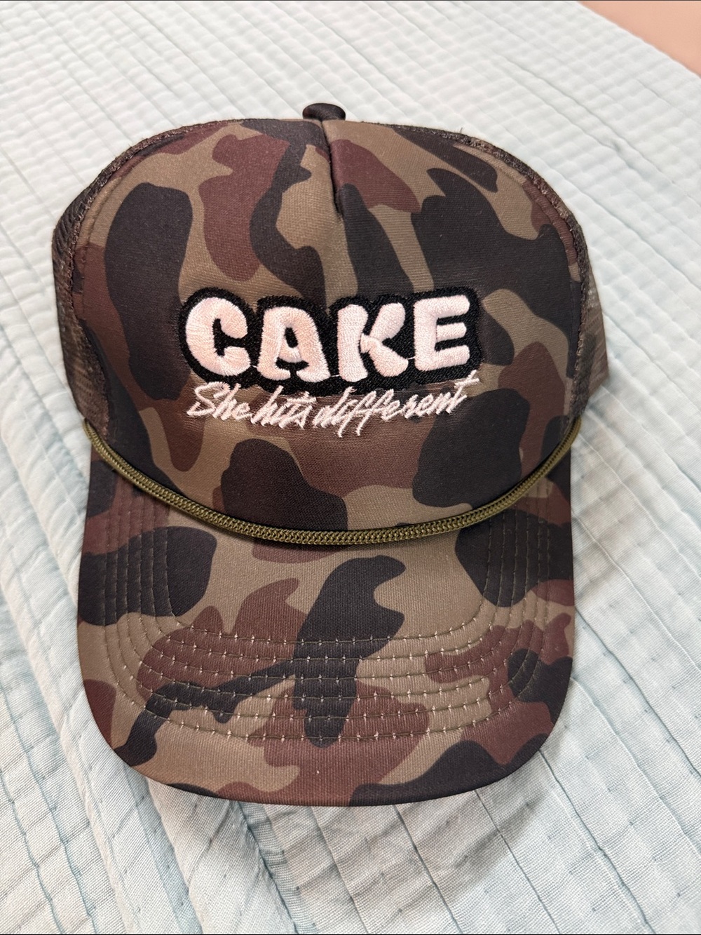 NWOT CAKE She Hits Different Camo